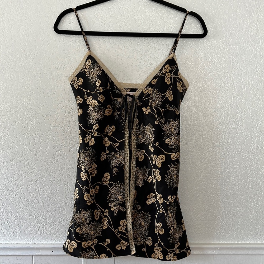 Vintage Y2K black floral mini teddy XS